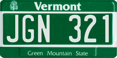 VT license plate JGN321
