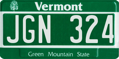 VT license plate JGN324
