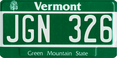 VT license plate JGN326