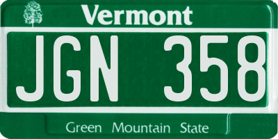 VT license plate JGN358