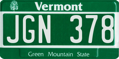 VT license plate JGN378