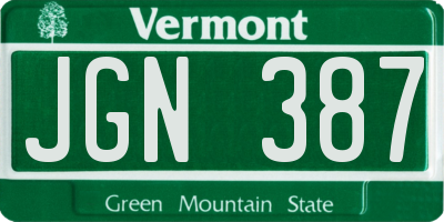 VT license plate JGN387