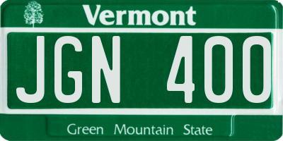VT license plate JGN400