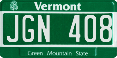 VT license plate JGN408
