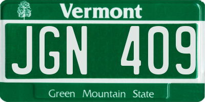 VT license plate JGN409