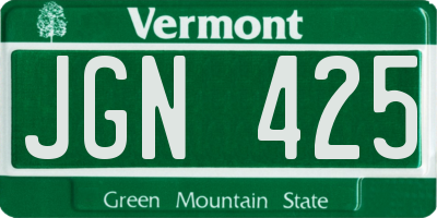 VT license plate JGN425