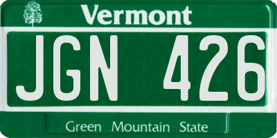 VT license plate JGN426