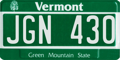 VT license plate JGN430