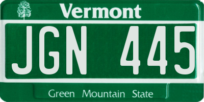 VT license plate JGN445