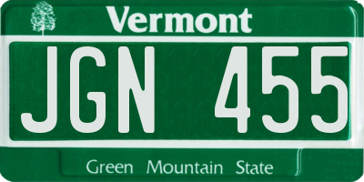 VT license plate JGN455