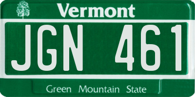 VT license plate JGN461