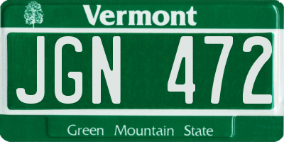 VT license plate JGN472