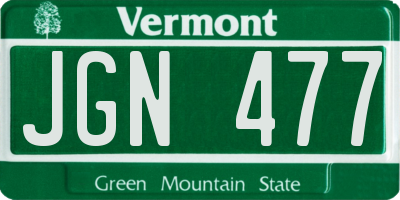 VT license plate JGN477