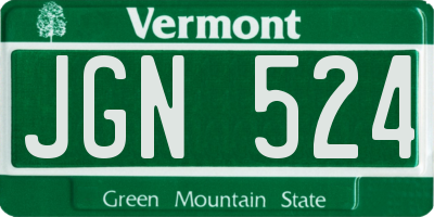 VT license plate JGN524