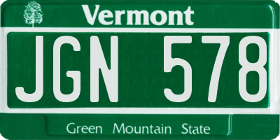 VT license plate JGN578