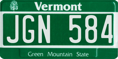 VT license plate JGN584
