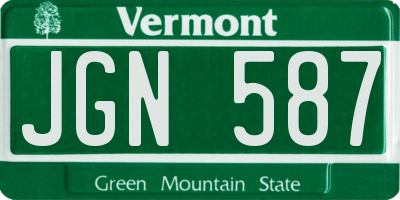 VT license plate JGN587