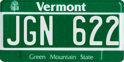 VT license plate JGN622