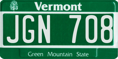 VT license plate JGN708