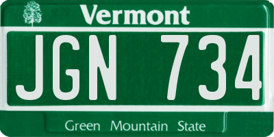 VT license plate JGN734