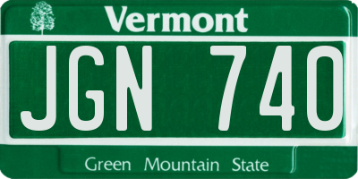VT license plate JGN740