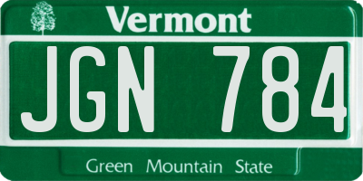 VT license plate JGN784