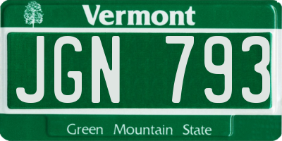 VT license plate JGN793