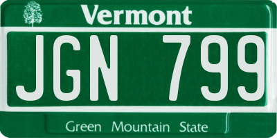 VT license plate JGN799