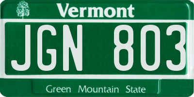 VT license plate JGN803