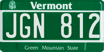 VT license plate JGN812