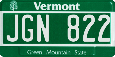 VT license plate JGN822