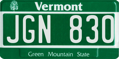 VT license plate JGN830
