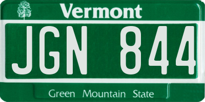 VT license plate JGN844