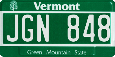 VT license plate JGN848
