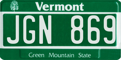 VT license plate JGN869
