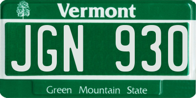 VT license plate JGN930