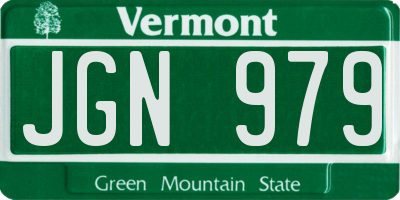 VT license plate JGN979