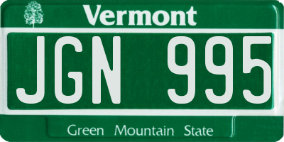 VT license plate JGN995