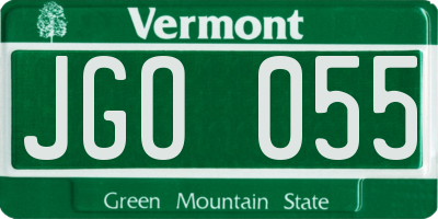 VT license plate JGO055