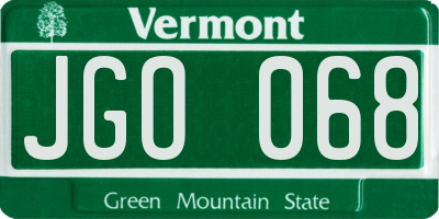 VT license plate JGO068