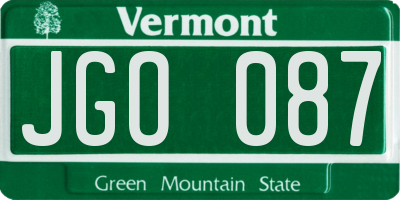 VT license plate JGO087