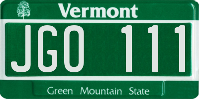 VT license plate JGO111