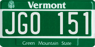 VT license plate JGO151