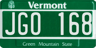 VT license plate JGO168