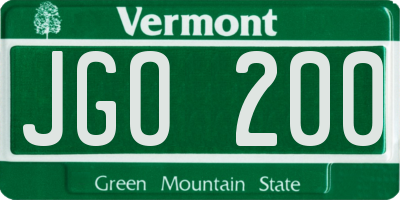 VT license plate JGO200