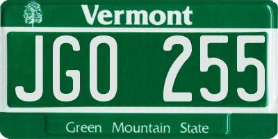 VT license plate JGO255