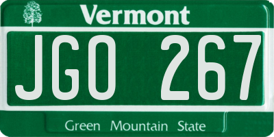 VT license plate JGO267