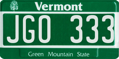 VT license plate JGO333