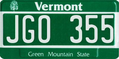 VT license plate JGO355
