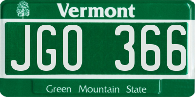 VT license plate JGO366